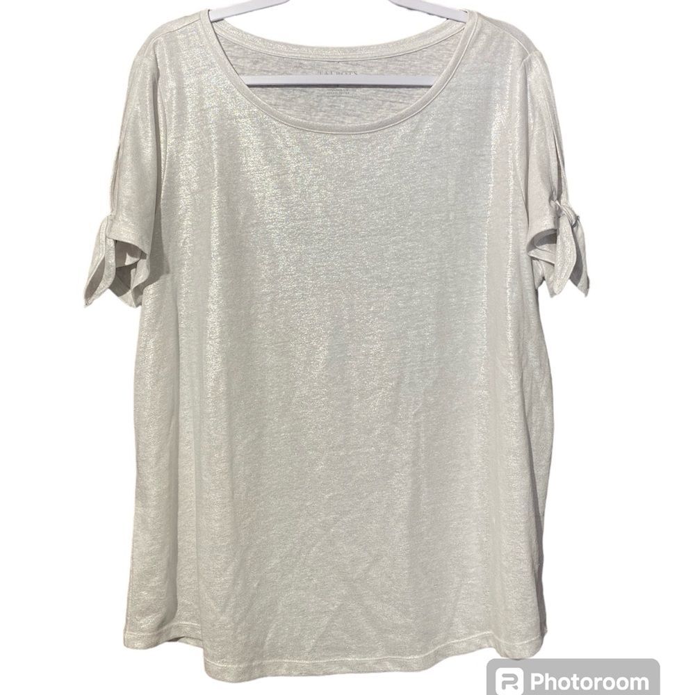 Talbots Plus Shimmery Linen Blend Tee Shirt Short Sleeve Women's Size XL